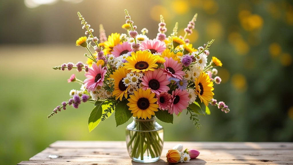 Wildflower arrangement in natural setting