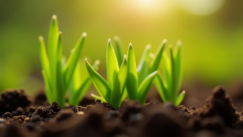 Close-up of early spring wildflower buds pushing through soil, soft morning light, selective focus on emerging growth