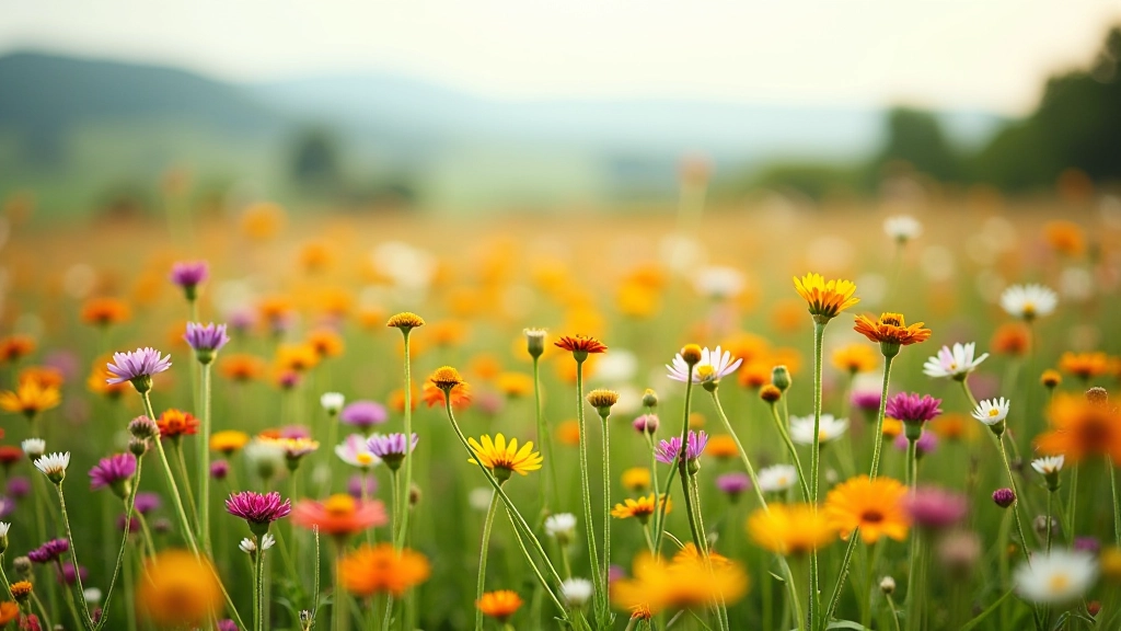 Wildflower meadow landscape showing seasonal bloom variations throughout the year